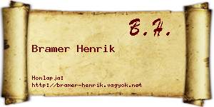 Bramer Henrik névjegykártya